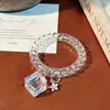 Pulseira Pingente Cubo de Gelo Transparente Coreano Cordão de Celular Faixa de Cabelo Pingente de Coração Estrela Fofo Feminino Corda de Cabelo Acessórios de Cabelo Divertidos