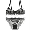 Lencería Sexy de Encaje Estilo Francés Verano Ligero Transpirable Cruzada para Busto Grande Reductor Conjunto de Sujetador y Bragas Comercio Exterior Sujetador