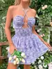 2025 Amazon Transfronterizo Europa y Estados Unidos Verano Nuevo Sexy Cintura Floral Sin Tirantes Falda Correa al Cuello vestido