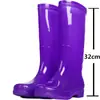 Botas de lluvia de caña alta Botas de lluvia para mujer Zapatos impermeables para mujer Zapatos de goma con forro polar Cubrezapatos Botas de agua Moda para mujer Caña media Adulto Antideslizante Cocina