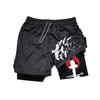 Europa y Estados Unidos transfronterizos calientes animación impresión deportiva para hombres y mujeres doble capa shorts de fitness verano transpirables shorts de fitness