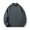 Nueva Camiseta de Manga Larga de Color Sólido con Cuello Medio Alto para Hombre de Otoño e Invierno Primavera, Peso Alto 200g, Base Rayada Jalen Roman con Acabado Cepillado