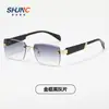 Nuevas Gafas de Sol Cuadradas para Mujer, Gafas de Sol Sin Montura Modernas y de Alta Gama, Gafas de Sol Ligeras de Lujo Anti-UV
