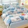 Novo conjunto de quatro peças em sarja espessa escovada, algodão puro, adequado para dormitórios estudantis, conjunto de três peças com lençol e fronha, entrega de presente disponível