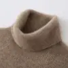 26 Otoño Invierno Nuevo Suéter de Cachemira 100% para Mujer Cuello Alto Color Sólido Canalé Ajustado de Punto Manga Larga Capa Base de Cachemira