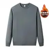 Sudadera de color liso para hombre, top base de manga larga personalizado para otoño e invierno, con forro polar, engrosado, estilo nuevo