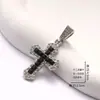 Colar Longo com Pingente de Cruz Totalmente Cravejado de Diamantes Brilhantes Hip-Hop Halloween Corrente Que Não Desbota Corrente Clavicular