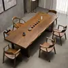Mesa de Té de Madera Maciza de Tablero Grande y Combinación de Sillas Mesa de Té para Oficina Sala de Estar Hogar Estilo Chino Mesa de Jefe Simple y Moderna