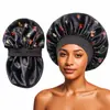 Amazon sombrero redondo de ala ancha de doble capa de color salón de belleza de seda gorro de luna todo partido gorro de ducha gorro de dormir de color