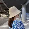 Mostrando Cara Pequeña Sombrero de Pescador de Doble Cara para Mujer Verano Protector Solar Parasol Hueco Delgado Transpirable Sombrero de Sol Sombrero Cubo Tendencia
