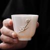 Taza de Flor de Pellizco Dorada Pétalo Taza Maestra Femenina Gama Alta Jade de Sebo Juego de Té Taza de Degustación de Té Taza Especial para Aroma de Té