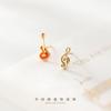 Aretes de botón de plata s925 para mujer estilo coreano personalidad creativa dulce asimétrico nota de guitarra joyería para la oreja G7139