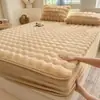 Pelúcia de Coelho Lã de Leite Lençol de Elástico Inverno com Lã Adicionada Espessado Quente Protetor de Colchão Capa Flanela Lã de Coral Cobertura de Cama Lençol