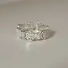 Anillo de Plata de Ley S925 Pequeño Cubo de Azúcar con Diamante para Mujer, Anillo de Par de Dedo Índice Versátil de Lujo Ligero de Nicho, Joyería Nueva de Moda