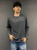 Diseño de alta gama cuello redondo primavera y otoño texturizado cepillado casual para ir al trabajo fitness transpirable exterior manga larga camiseta