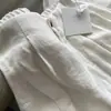 Vibe Elegante Turbina Seu Estilo! Calça de Linho Branca de Cintura Alta com Pernas Largas e Caimento Relaxado para Mulheres, Verão 2026