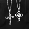 Comercio exterior transfronterizo nuevo AMAZING GRACE personalidad amor fe cruz unisex moda collar