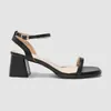 Sapatos de Salto Alto de Tira Única Verão Estilo Europeu e Americano Comércio Exterior Transfronteiriço para Mulheres, Novo Estilo com Salto Bloco, Sandálias Abertas Simples e Elegantes