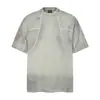 Camiseta de Manga Corta Desestructurada Lavada Tie-dye de Industria Pesada para Hombre Estilo Americano Streetwear Retro Casual Cuello Redondo Manga Media