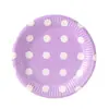 Exclusivo transfronterizo para plato de papel desechable de 7 pulgadas 18 cm de puntos de colores, suministros creativos de decoración para fiesta de cumpleaños con lunares