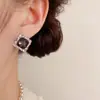 Brincos Quadrados Brilhantes de Alta Qualidade, Moda Coreana Versátil e Elegante, Brincos Estilosos e Personalizados para Mulheres, Brincos de Alta Qualidade