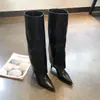 Botas de tacón alto estilo chica coreana picante para mujer, otoño e invierno, sexys botas de tacón de aguja con punta fina, botas altas hasta la rodilla adelgazantes