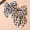 Tejido de Satén Brillante Europeo y Americano Transfronterizo Pinza para el Cabello de Lazo Estampado de Leopardo Pinza de Una Sola Palabra Pinza de Resorte Accesorios para el Cabello de Mujer Venta al por Mayor
