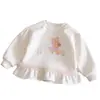Nuevo Top de Manga Larga con Estampado de Dibujos Animados Dulce con Borde de Encaje para Bebé Niña, Sudadera Linda Holgada de Moda