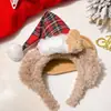 Diadema de peluche de oso de dibujos animados para Navidad, todo a juego, linda, dulce, sombrero para fotos, diadema, tocado de hombre de jengibre, accesorios para el cabello