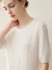 Nueva colección de otoño e invierno: cachemira pura, tejido de siete agujas, manga corta, cuello redondo simple, manga tres cuartos, jersey de punto