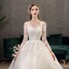 Vestidos de Novia Europeos y Americanos Transfronterizos Tallas Grandes Modelo Nuevo 2026 Cola Larga Cintura Media Espalda Descubierta de Ensueño Vestido de Novia de Manga Larga en Stock Almacén en el Extranjero