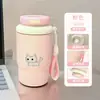 Taza isotérmica de doble boca con estampado de gatito y pez, suave y linda, transfronteriza, con cordón, adecuada para estudiantes, para ir al trabajo y para el coche, portátil y fácil de llevar