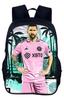 Mochila Messi Mundial de Fútbol Alrededores Mochila Escolar para Estudiantes Gran Capacidad Poliéster Mochila Reductora de Carga Bolsa para Computadora Dibujos Animados