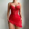 Item popular de comércio exterior: Lingerie Sexy de Renda Estilo Europeu e Americano, Camisola Sem Fio, Camisola Transparente, Vestido Body Assimétrico
