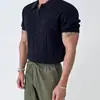 Camisa Polo de Punto de Manga Corta para Hombre de Verano Estilo Coreano Corte Delgado Color Sólido Seda de Hielo Casual Cuello de Solapa Camiseta de Manga Media Capa Base