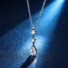 Collar con Colgante de Gota de Agua y Borla de Cobre Blanco Chapado en Oro y Diamante Moissanita Popular Transfronterizo, Cadena para Clavícula de Moda de Lujo Ligero para Mujer