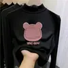 Ropa infantil versátil: nuevos estilos de otoño e invierno de tops forrados de felpa para niñas, con cuello semi-alto, diseñados para niños mayores, que brindan calidez y un look casual