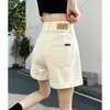Shorts de Mezclilla Estilo Americano para Mujer, Verano 2026, Delgados de Cintura Alta Línea A, Favorecedores para Cuerpo Tipo Pera, Adelgazantes de 3/4 de Largo Pierna Ancha Hot Pants