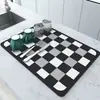 Alfombrilla de Secado de Barro Diatomeas para Cocina y Hogar Antideslizante Absorbente Resistente a la Suciedad Alfombrilla para Vajilla Alfombrilla con Barra de Control de Agua