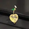 Broche Azul Cereza Océano Cristal Exquisito y Lindo para Primavera y Verano Accesorios de Pin para Traje y Abrigo de Diseño de Alta Gama para Mujer