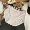 5173 Outono Inverno Novo Cor Canele Color Block Estampa Doce Roupa Íntima Feminina Cintura Média Levanta Bumbum Confortável Algodão Puro Triângulo da Virilha