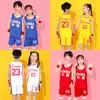 Traje de Baloncesto Infantil Niños y Niñas Estampado Número Jardín de Infancia Estudiantes de Primaria China No.23 Manga Corta Jersey de Competición
