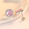 Pendientes de Plata de Ley S925 con Cierre de Aguja, Pequeños Cubos de Azúcar con Circonita, Pendientes Cuadrados de Diamante Simples de Alta Gama, Versátiles para Chicas a la Moda