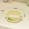Cesta de Drenaje de Doble Capa Dopamina Fregadero de Cocina para Lavar Verduras Frutas Cesta de Almacenamiento de Verduras Dibujo Animado Lindo Hogar Cuenca con Filtro de Agua