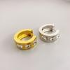 Aretes de Moda Transfronterizos Nuevos Geométricos con Gema Incrustada en Oro Pendientes de Aro Pequeños Chapados en Oro Real de 18k Estilo Japonés y Coreano ins