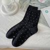 Meias de Bolinhas para Mulheres, Meias de Outono Meia-Panturrilha, Meias Simples de Fio Felpudo Estilo Japonês para Mulheres, Meias Sem Costura Estreladas de Primavera e Verão, Meias Longas para Mulheres