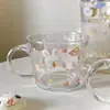 Estilo vidro fofo com aparência de alta qualidade design estilo japonês copo de água para menina uso doméstico copo para leite aveia café da manhã