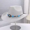 Nuevo Moderno Estilo Occidental Transpirable y No Sofocante Sombrero de Vaquero Estilo Camping al Aire Libre Monta de Caballos Cadena de Joyas Decorada Sombrero Jazz