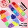 Caixa com 12 Compartimentos para Decoração de Unhas e Capas de Celular DIY, Decorações de Resina com Pedrarias Strass, Cor Ab Brilho Deslumbrante