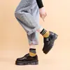 Sapatos Baixos de Couro com Solado Grosso Audemars Piguet 1461 para Mulheres com Fivela, Couro Genuíno, Versátil Casual Estilo Britânico Estudante Sapatos Plataforma de Aumento de Altura